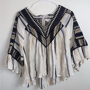 THML Embroidered Flowy Top Large